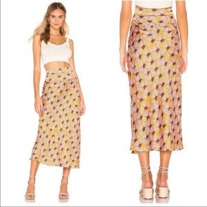 Free People “Normani” Satin Bias Flower Midi Skirt